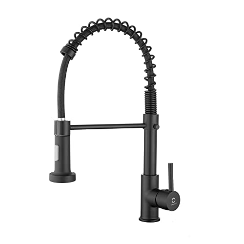 Kitchen Faucet, Black Kitchen Sink Faucets with Pull Down Sprayer, Single Handle Stainless Steel Faucets for Kitchen Sinks, Dual Function Spray Head, Farmhouse Kitchen Faucets