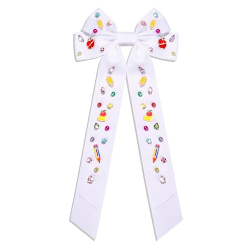 Vokone Fiocchi per capelli per insegnanti per donne insegnante matita libro clip per capelli fiocco in raso gioiello fiocco barrette clip per capelli accessori per il ritorno a scuola regalo di