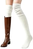 Seelsetudo Knee High Socks for Women - Long Boot Stocks Knee High Stockings Thigh High Socks Fashion Casual for Girl (White)
