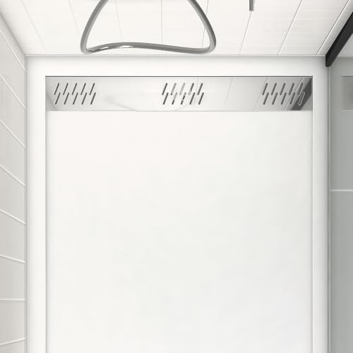 Plato lineal acrílico blanco 140 x 80 x 5 cm para ducha rectangular empotrada 3