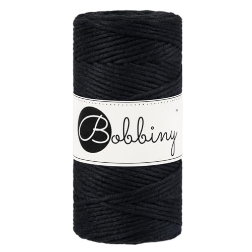 Bobbiny Corde Macramé Peignée Regular 3mm (Black) 100m