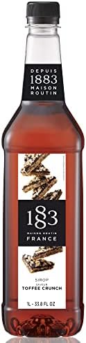 1883 Toffee Crunch Syrup - Flavored Syrup for Hot & Iced Beverages - Gluten-Free, Vegan, Non-GMO, Kosher, Preservative-Free, Made in France | Plastic Bottle 1 Liter (33.8 Fl Oz)