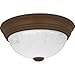Quoizel AL182Z 1 Light Flush Mount, Medici Bronze and Alabaster Melon Shade