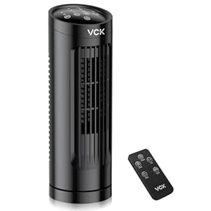 VCK 13” Tower Fan for Bedroom,27ft/s Velocity Quiet Floor Fan,90° Bladeless Fan for Indoors with 3 Speeds,3 Modes,Oscillating Fans for Indoors,Portable Desk Table Fans for Room, Home,Office