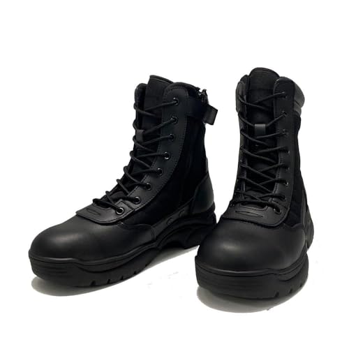 Image of INTAN Mens Military Tactical Work Boots Side Zipper Leather Motorcycle Combat shoes.