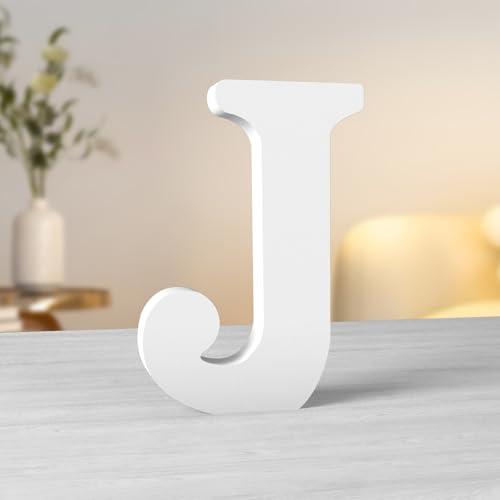 Aruatu 8 Inch White Wood Letters Unfinished Wood Letters for Wall Decor Decorative Standing Letters Large Letters for wall Decoration for Craft Home Party Projects (J)