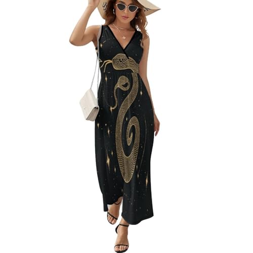 Robe longue maxi pour femme col en V chic et fluide taille haute