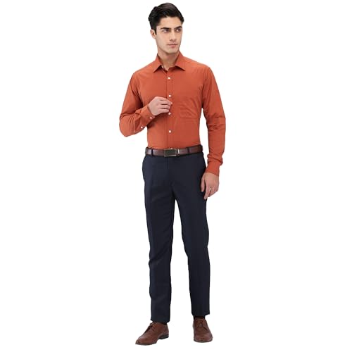 Image of Raymond Men Slim Fit Solid Pattern Pure Cotton Semi Cutaway Collar Full Sleeve Formal Shirt