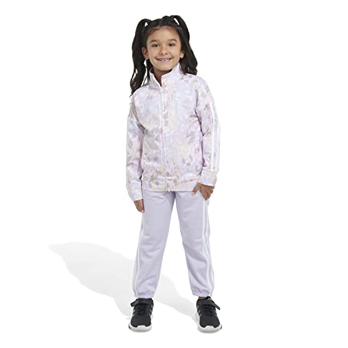 Adidas Girls' 2-Piece Printed Tricot Track Set, White With Purple, 4T #TOP2