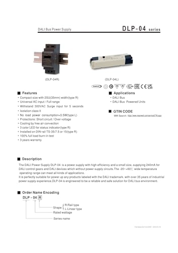 Alimentation DLP-04R AC90-305V avec sortie stable DC16V