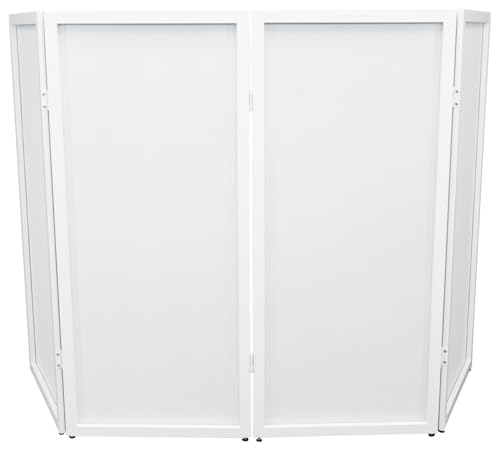 Rockville RFSSW White DJ Event Facade, 4 Panels, Built-In Scrim, Foldable, Travel Bag, Non-Slip Feet, Steel Frame, Perfect for DJs, Parties & Events