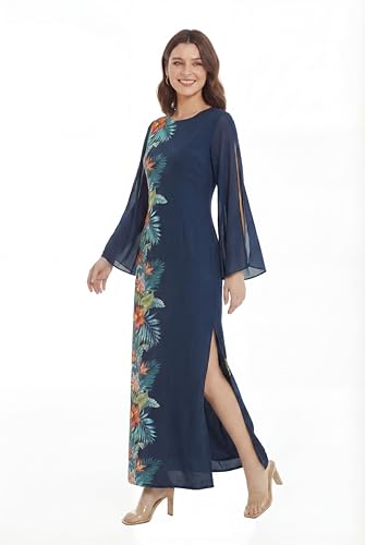 Image of Matchable Family Hawaiian Luau Men Women Girl Boy Clothes in Orchid Paradise Navy