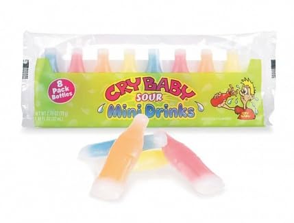 Cry Baby Wax Sour Mini Drinks 8er Pack Extra Saure Flüssigbonbons in Wachsflaschen Amerikanische Sour Candy mit Fruchtgeschmack 79g