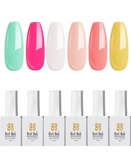 Image of Bolt Bee Gel polish Nail Lacquer | Glossy Gel Finish | Rich Pigmentation | Chip Free | Quick Drying Formula | Long Lasting Nail Polish for Women 15ml set