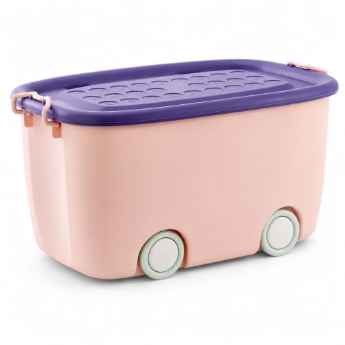 Image of STAR WORK Multipurpose Durable Storage Box Colorful Car-shaped Children's Toy Storage Container with Wheels and Handle (pack of 1, 45 Liter) color may very