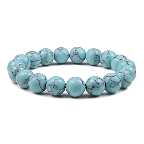 Bracelet extensible en pierre naturelle résistant avec perles de turquoise bleue 6-10mm