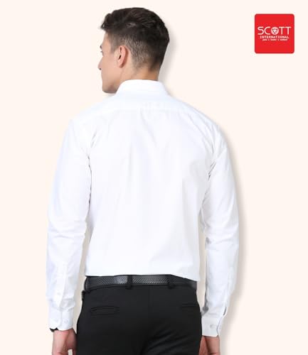 Scott International Shirt for Men, Solid Full Sleeves Shirt, Wrinkle Free Mens Shirts, Cotton Formal Shirts, Regular Fit Stylish Mens Shirt, Plain Formal Shirts for Men - Image 6