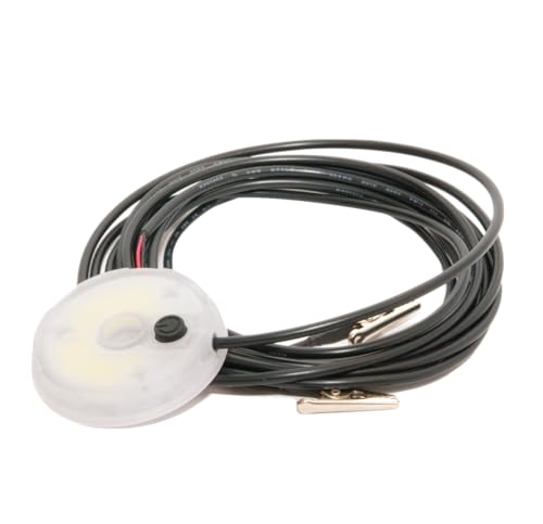 CLAM LED Hub Light – 300 Lumens, Ultra-Bright C.O.B. LED for Ice Fishing Shelters, Long-Lasting Battery, Easy Installation with Alligator Clips