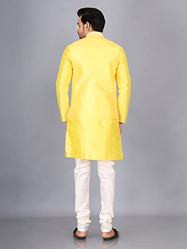 Image of Sadree Silk Men's Kurta Pajama Waistcoat or Nehru Jacket Set