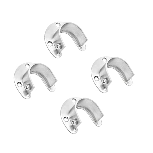 Ciieeo 4pcs Stainless Steel Hanging Rod Supports Wardrobe Rail Holders Flange Sockets for Closet Bathroom Balcony and Clothes Shop Use