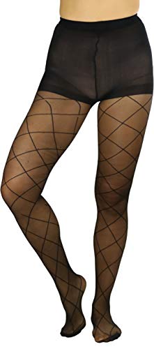 Image of ToBeInStyle Women's Argyle Checkered Diamond Rhombus Net Opaque Sheer Tights Pantyhose