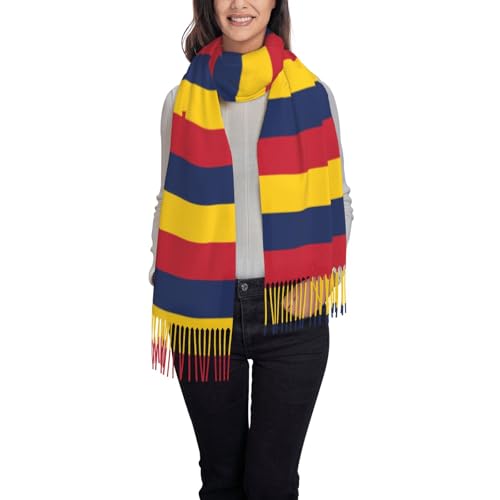 Flag of Chad Print Womens Fall Winter Tassel Scarf Shawls Wraps Long Blanket Scarves Holiday Presents