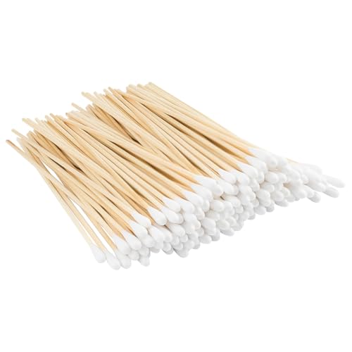 GSHLLO 400 Pcs 15cm Long Cotton Swabs Wood Cotton Buds Wooden Stick Cotton Swabs Cotton Tip Makeup Applicators Make Up Cotton Tipped Swabs Ear Cleaning Cotton Swabs