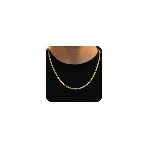 BAYLAY Gold Chain for Men- 18K Gold Plated Chains Necklace for Men Sliver Figaro Link Chain Necklace for Men 20 Inches Gold chain Cool Hip-Hop Necklace Figaro Necklace Jewelry for Men Gifts