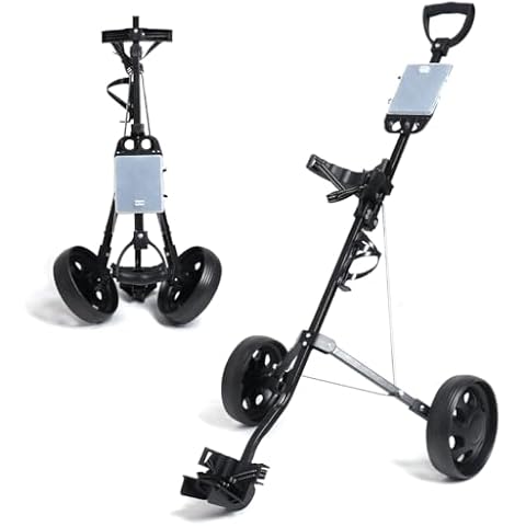 HOW TRUE Golf Steel Push Cart Folding Golf Pull&Push Trolley with Detachable 2 Wheel Cover