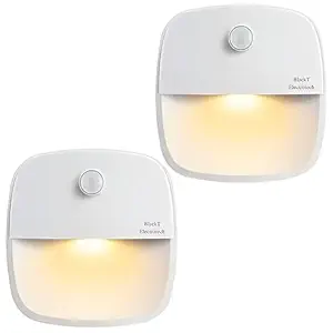 Blackt Electrotech: BT81DN Motion Sensor Light, Cordless Battery Powered LED Night Light, Wall Light, Closet Lights, Safe Lights for Stair, Hall, Bathroom, Kitchen, Cabinet (Warm White) 2 PC Pack