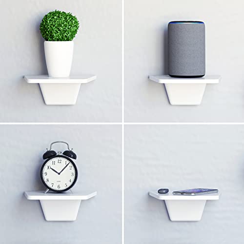 Fytz Design White Small Floating Shelf Set Of 2 - Small Shelf For Wall With No Drill Shelf Option [ Adhesive Shelf ] #TOP4