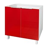 Berlioz créations - Mueble bajo de Cocina, con 2 Puertas, Otros, Rojo Brillante, 80 x 52