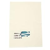 Fische und Steine, Geschirrtuch aus Biobaumwolle und Bambus. Mit Handsiebdruck.