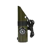 TYUIOKJU Brújula siete en uno silbato multifuncional para camping, rescate al aire libre, brújula LED