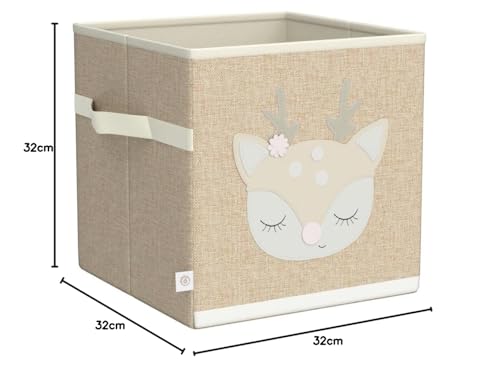 Bieco Aufbewahrungsbox Kinder | REH Ella Motiv ca. 36L faltbar | Süße Spielzeug Kiste für Kallax Regal | Aufbewahrungsbox 33x33x33 | Kallax Boxen für Spielzeug Aufbewahrung | Storage Box Kallax Korb
