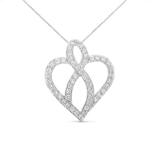 Haus of Brilliance 14KT White Gold 1 cttw Diamond Heart Ribbon Pendant Necklace (H-I, I1-I2)