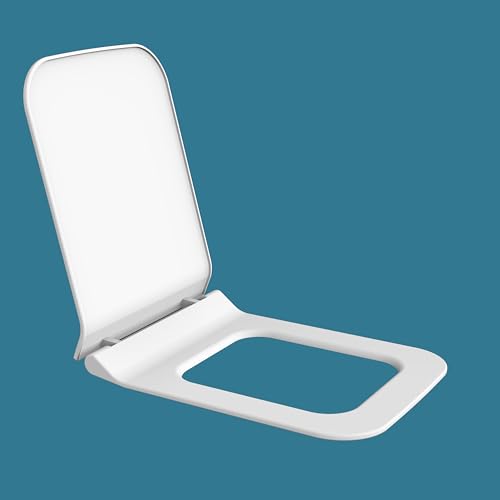 Image of Plantex Polypropylene Toilet Seat /Western Toilet Seats For Bathroom /Soft Closing Toilet Seat /Toilet Seat Cover For Commode - Rectangle Shape (Glossy White)