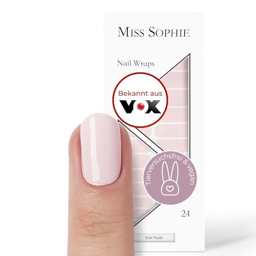 Original Miss Sophie Nagelfolien Ever Nude I 24 ultra-dünne Nagellack-Streifen einfarbig in Nude I Für Finger- & Fußnägel I Hält auf Natur- sowie lackierten, Acryl-, Gel- & Shellac-Nägeln