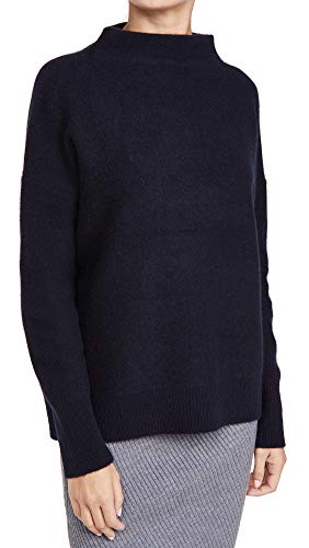 Vince Women's Boiled Funnel Neck Cashmere Pullover, Coastal, Blue, Medium