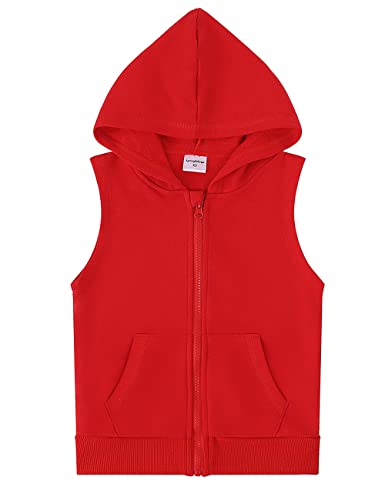 Spring&Gege Jungen Ärmellos Einfarbig Baumwoll Hoodie Kapuzenweste mit...