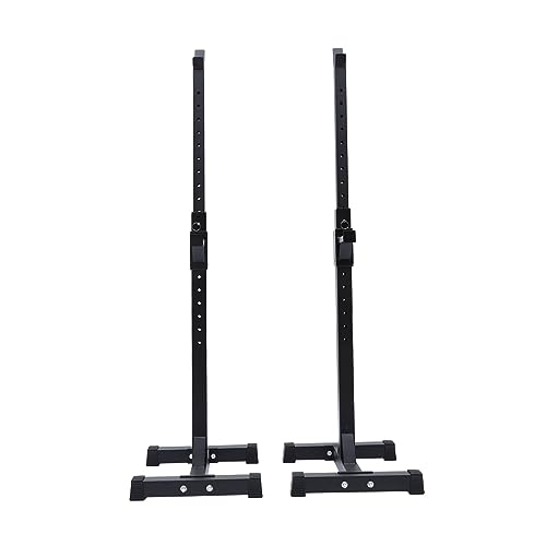 KOMBIUDA 1Pair Multi Functional Barbell Rack for Home Gym Deep Squat Stand and Weight Display Heavy Duty Double Tube Shelf Black Barbell Holding Support System