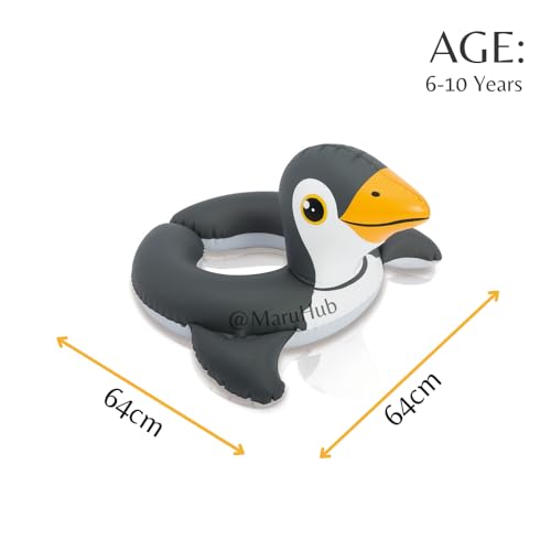 Image of 64x64cm Inflatable Swimming Pool Tubes for 3-6 Years Olds | PVC Water Floats Cute Animal Split Rings - Pack of 1