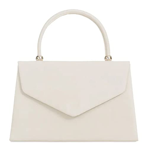 Image of fi9® Retro Suede Tote Style Wedding Ladies Party Prom Evening Clutch Hand Bag Purse (Ivory)