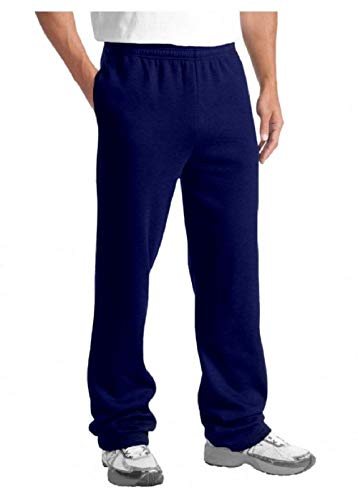 JMR Men's Fleece Sweat Pants Elastic Waistband/Open Bottom Sweatpants with Side Pockets (x-Large, Navy)