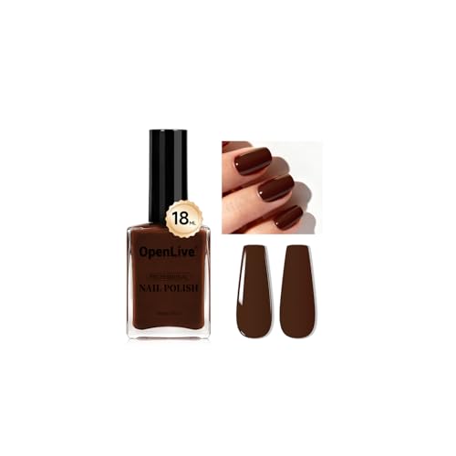 OpenLive 18ml Brown Nail Polish Large Volume Quick Drying Nail Polish Fast Drying and Long Lasting Color Nail Art DIY Home Manicure Gift for Women