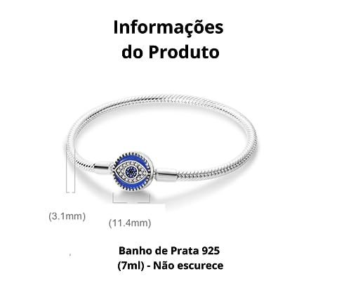 Pulseira Olho Grego Cravejado de Cristais de Zircônia - Banhada a Prata 925 - pulseira feminina, pre