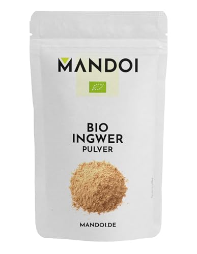 Mandoi Bio Ingwer Pulver 1KG, hochwertiges Ingwerpulver von der Ingwerwurzel aus biologischem Anbau. Ingwertee