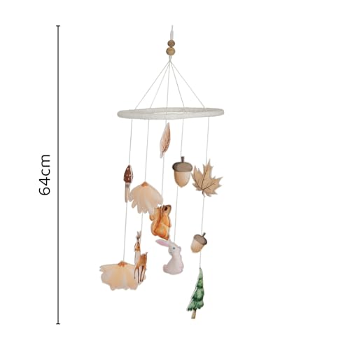 Image of Haus and Kinder Whimsical Woodland Crib Mobile - Set of 1 | Handmade Forest Animal Nursery Decor with Wooden Frame, Soft Fabric Baby Mobile with Deer, Squirrel & Tree, Eco-Friendly, Height64cm