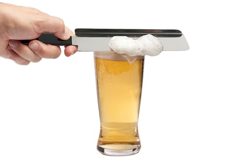Professional Beer Foam Scraper, 9.5 x 1.75 inches, Stainless Steel Blade with Black Handle