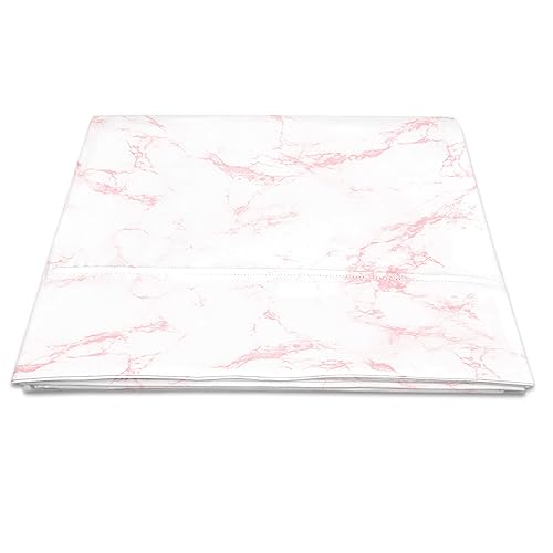 Pizuna 100% Cotton Carrara Marble Print Twin XL Flat Sheet 400TC Pink
